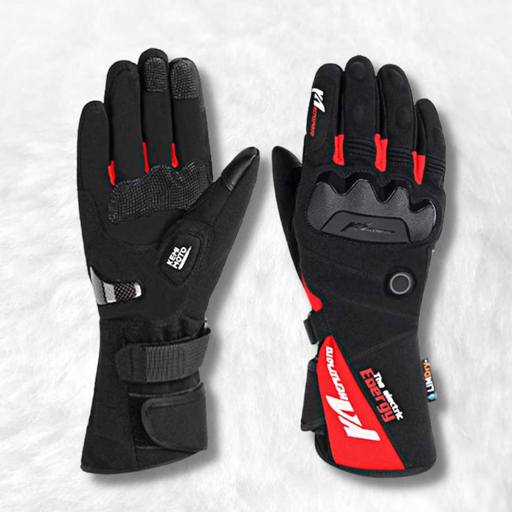 Gant Moto Chauffant Tech rouge.