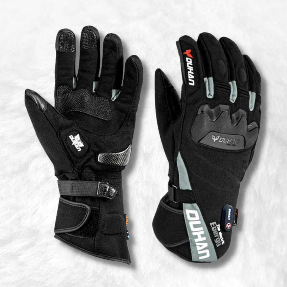 Gant chauffant moto gris.