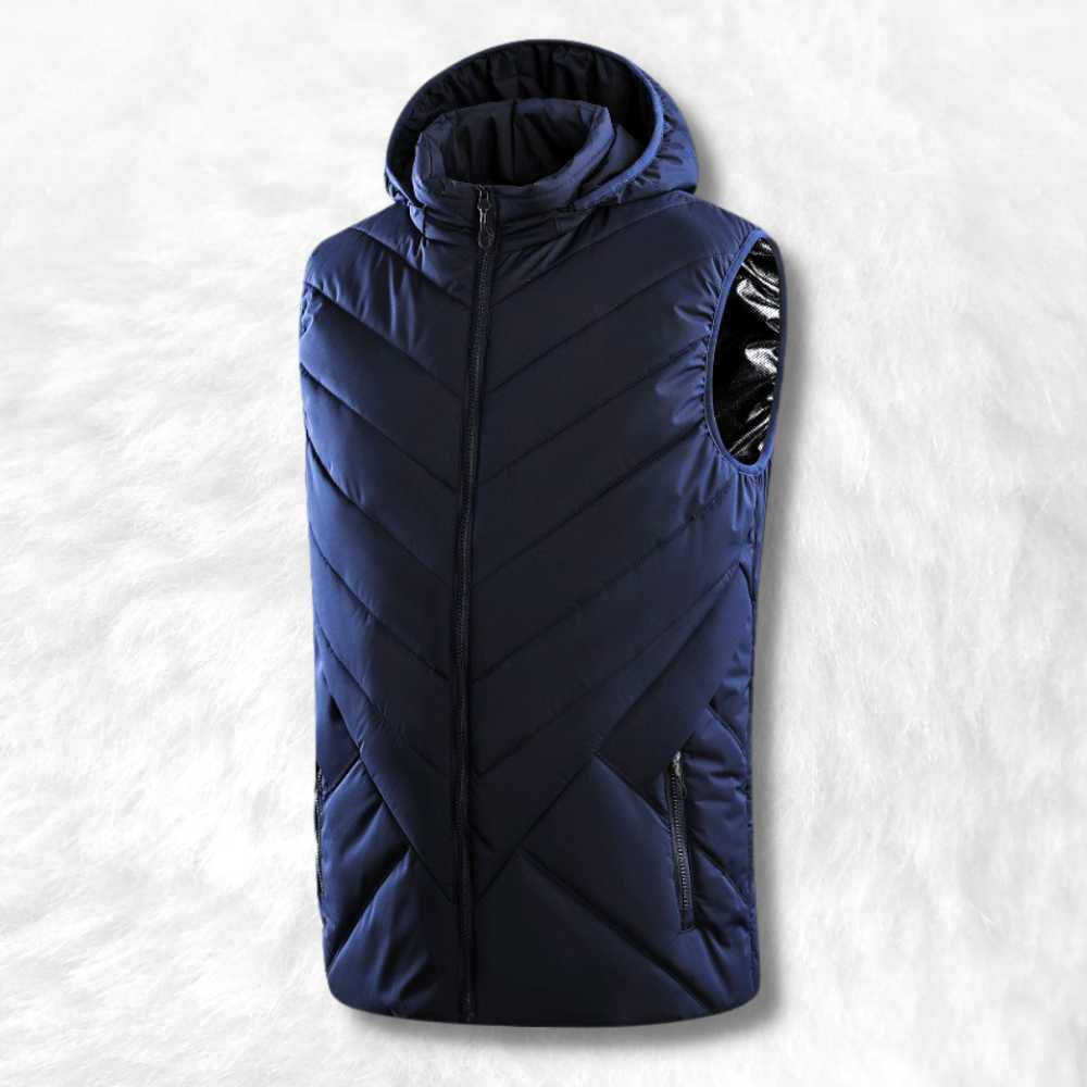 gilet chauffant moto bleu.