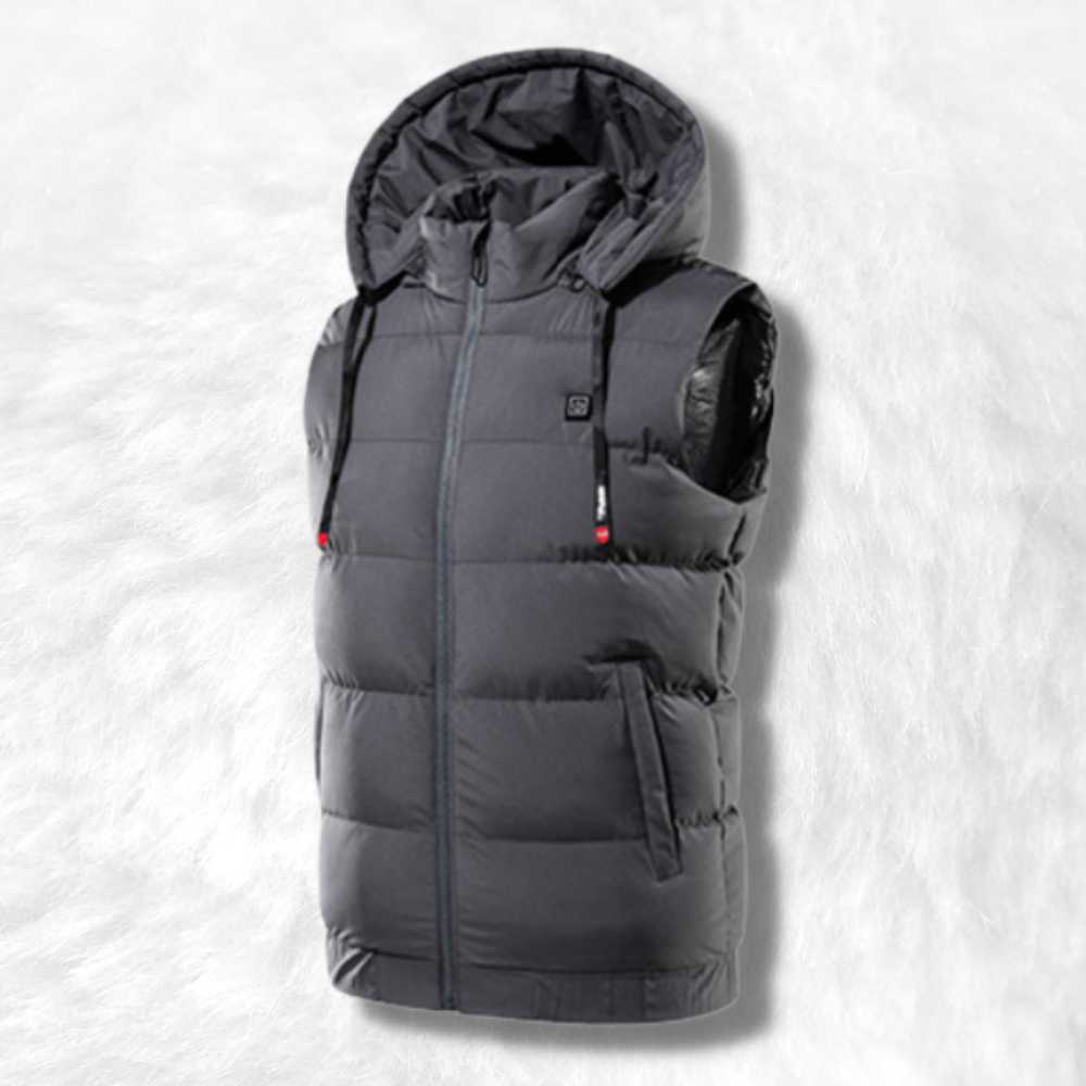 Gilet sans manche chauffant gris.