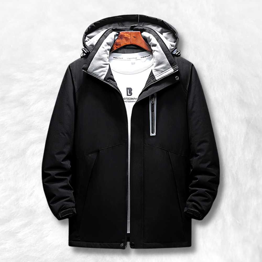 manteau chauffant avec batterie noir.