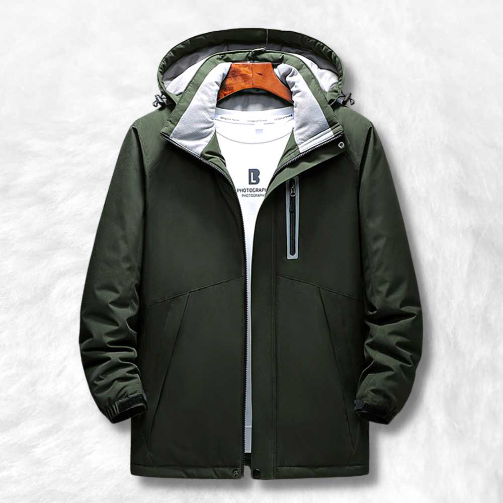 manteau chauffant avec batterie vert.